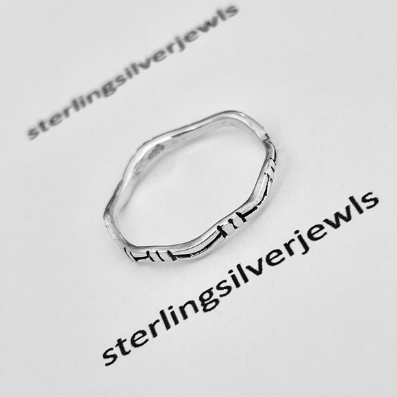 Sterling Silver Bamboo Band Ring, Silver Rings, Tree of Life Ring, Wedding Bands - Picture 7 of 14